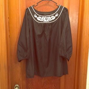 18/20 boho embroidered yoke blouse